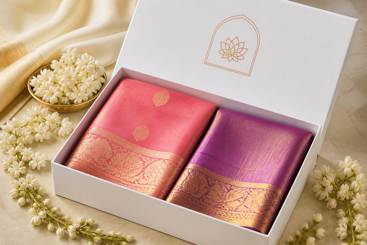 Simla Syam premium saree packaging box